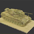Military Tank Model With Camouflage Paint Turret And Cannon On Display Base