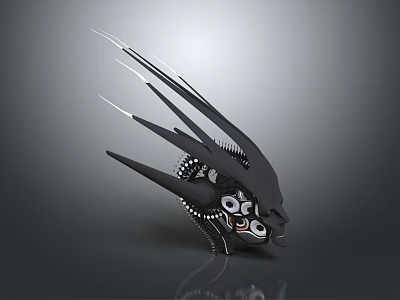 Futuristic Spacecraft Component With Spiked Design Gear Details And Ocular Elements 3d model