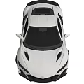 White Sports Car in Modern Indoor Space with Sleek Design Black Wheels and Sharp Front