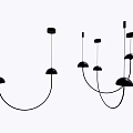 Black Minimalist Modern Chandeliers with Various Designs Slim Rods and Curved Connections