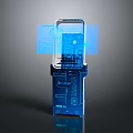 Modern Blue Holographic Device With 3D Projection Interface And Digital 3d model