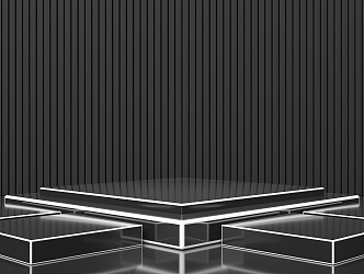 Modern Display Stand Simple Black Geometric Booth 3d model