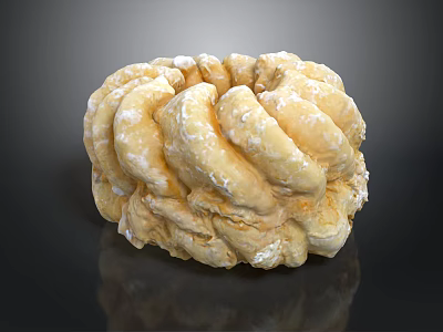 Fluffy Twisted Pastry with Golden Layers and White Powder Topping 3d model