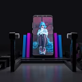 Smartphone Display Featuring Anime Character On Screen With Colorful Stand And Lighting