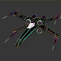 Futuristic Sci Fi Spaceship With Glowing Neon Engines And Mechanical Wings