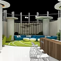 Modern Lounge Area Interior With Comfortable Seats And Large Digital Screen