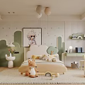 Cozy Kids Room Interior With Balloon Pendant Lights Stuffed Fox And Playful Decor