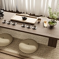 New Chinese Zen Tea Table and Chair Combination 3d model