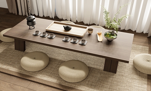 New Chinese Zen Tea Table and Chair Combination 3d model