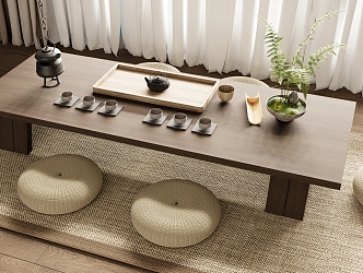 New Chinese Zen Tea Table and Chair Combination 3d model