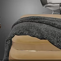 Modern Beige And White Lounge Chairs With Metal Base And Gray Blanket Ottoman
