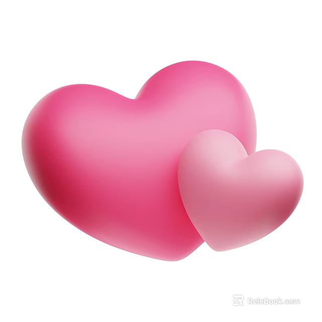 Heart Shaped Decorative Ornament Set with Pink and Light Pink Design for Home Decor 3d model 