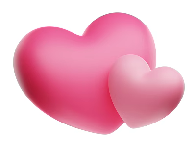 Heart Shaped Decorative Ornament Set with Pink and Light Pink Design for Home Decor 3d model