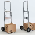 Sturdy Metal Frame Hand Trucks With Cardboard Boxes And Wheels 3d model