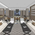 Luxurious Sales Office Interior With Comfortable Sofas Coffee Tables And Chandelier 3d model
