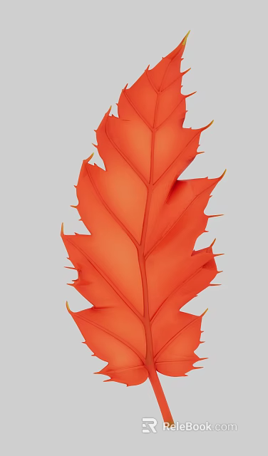Vibrant Red Leaf With Sharp Serrated Edges And Clear Vein Details 3d model 