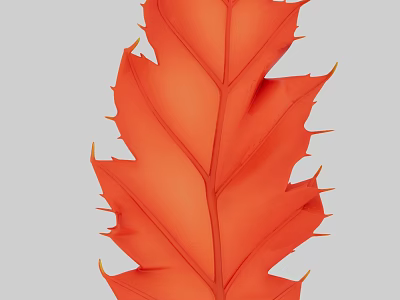 Vibrant Red Leaf With Sharp Serrated Edges And Clear Vein Details 3d model