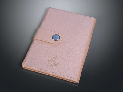 Elegant Pink Leather Notebook With Metal Buckle And Embroidered Pattern Design 3d model