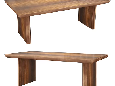 Minimalist Solid Wood Dining Table With Rectangle Top And Sturdy Supportive Legs 3d model
