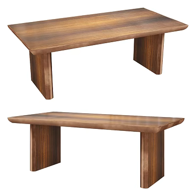 Minimalist Solid Wood Dining Table With Rectangle Top And Sturdy Supportive Legs 3d model
