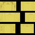 Yellow Decorative Background Wall Designs Featuring Carved Frames And Arch Patterns 3d model