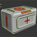 Emergency First Aid Kit White Container With Red Cross Symbol And Black Handles