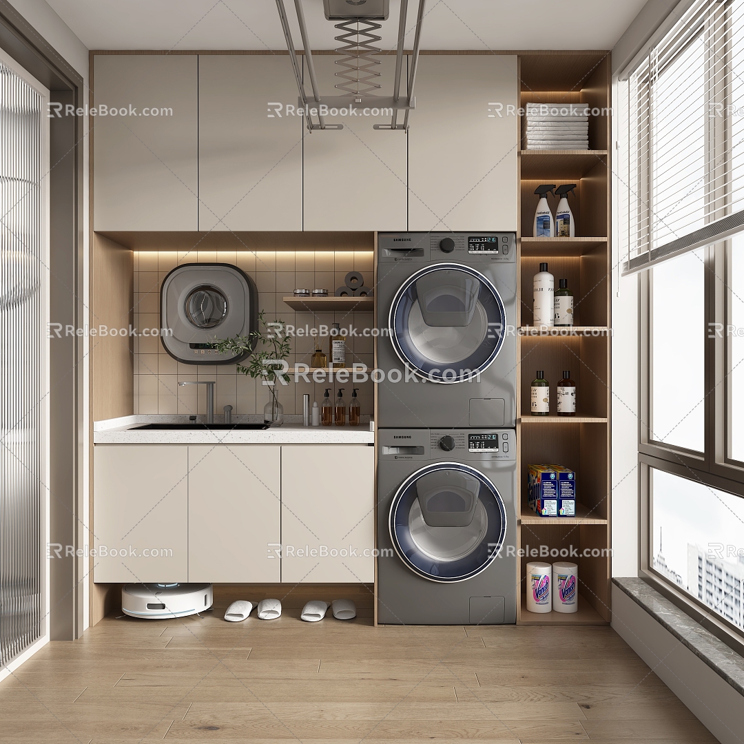 Home Furnishing balcony washing machine cabinet 3d model