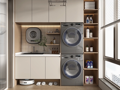 Home Furnishing balcony washing machine cabinet 3d model