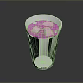 White Paper Cup With Cold Pink Refreshing Drink And Ice Cubes