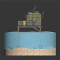 Floating Metal Cabin on Water with Solar Panels Platform Ladder and Storage Structure