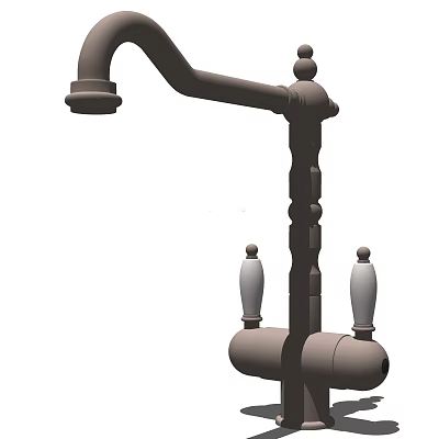 Vintage Brass Faucet With Dual Handles For Classic Bathroom Design 3d model