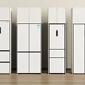 Four Modern White Refrigerators Freezers Side By Side Kitchen Appliance 3d model