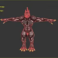 Metallic Wolf Like Creature Character Muscular Body Arms Outstretched Standing Pose