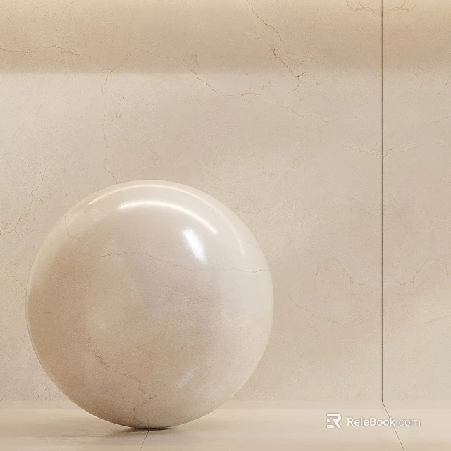 Elegant Smooth Beige Marble Sphere On Textured Wall Surface Interior 3d model 