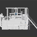 Industrial Equipment Machinery With Metal Frame Pipes Staircase And Mechanical Components