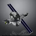 3D Model Of Spacecraft With Blue Solar Panels And White Structure For Space Exploration