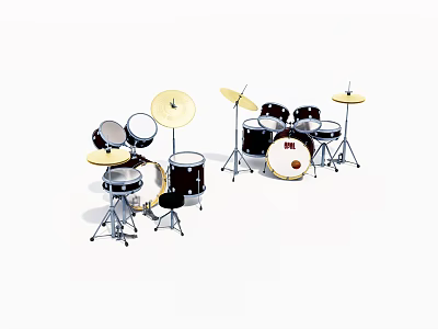 Professional Musical Instrument Drum Set With Drums Cymbals And Percussion Components 3d model