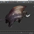 Fierce Fantasy Boar Game Character With Large Tusks Spiked Mane And White Stripes