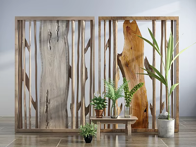 Modern partition natural log screen partition 3d model Modern partition natural log screen partition 3d model
