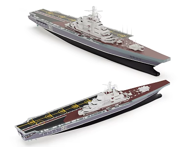 Two Detailed Military Aircraft Carrier Warship Models With Structure Design 3d model
