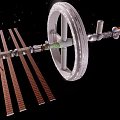 Orbiting Space Station Featuring Circular Ring Structure And Solar Panels Array