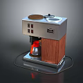 Retro Electric Coffee Maker With Stainless Steel Body And Wooden Panel Design