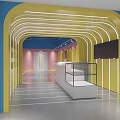 Modern Sports Fitness Training Facility With Colored Floor Markings And Hanging Lights