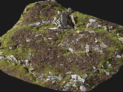 Natural Rockery Stones With Green Moss And Soil For Garden Landscape Design 3d model