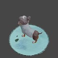 Cartoon Dog Character with Big Eyes Tongue Out Brown White Fur Standing on Blue Grass