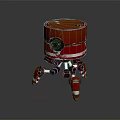Red Robot Character With Mechanical Spider Creature And Yellow Glowing Eyes
