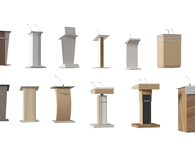 Variety of Modern Podiums in Different Materials and Designs for Speeches 3d model