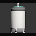 Modern Cylindrical White Device With Gray Top And Blue Accents On Reflective Surface