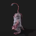 Fantasy Alien Creature 3D Model With Large Eyes Open Mouth And Tentacle Head