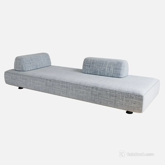 Gray Upholstered Chaise Lounge With Modern Design And Comfortable Cushions 3d model 